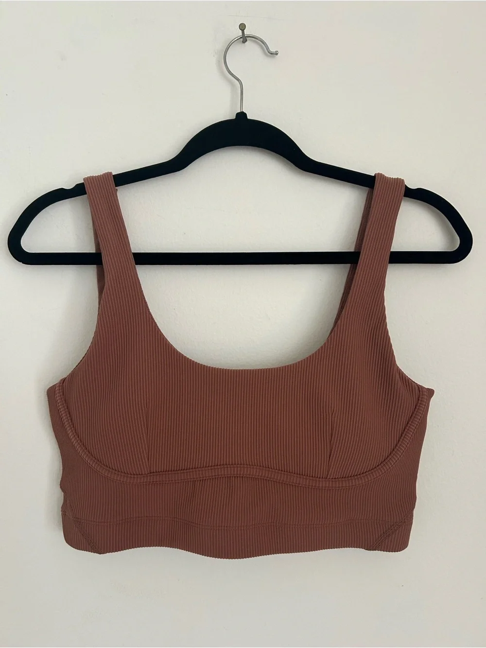 CREAM YOGA VENESA RIBBED BUSTIER SPORTS BRA ROSE TAUPE Size Large